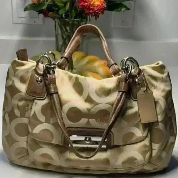 Coach Kristin Op Art Sateen Zip Top Tote Shoulder Bag #16813 - Picture 1 of 16